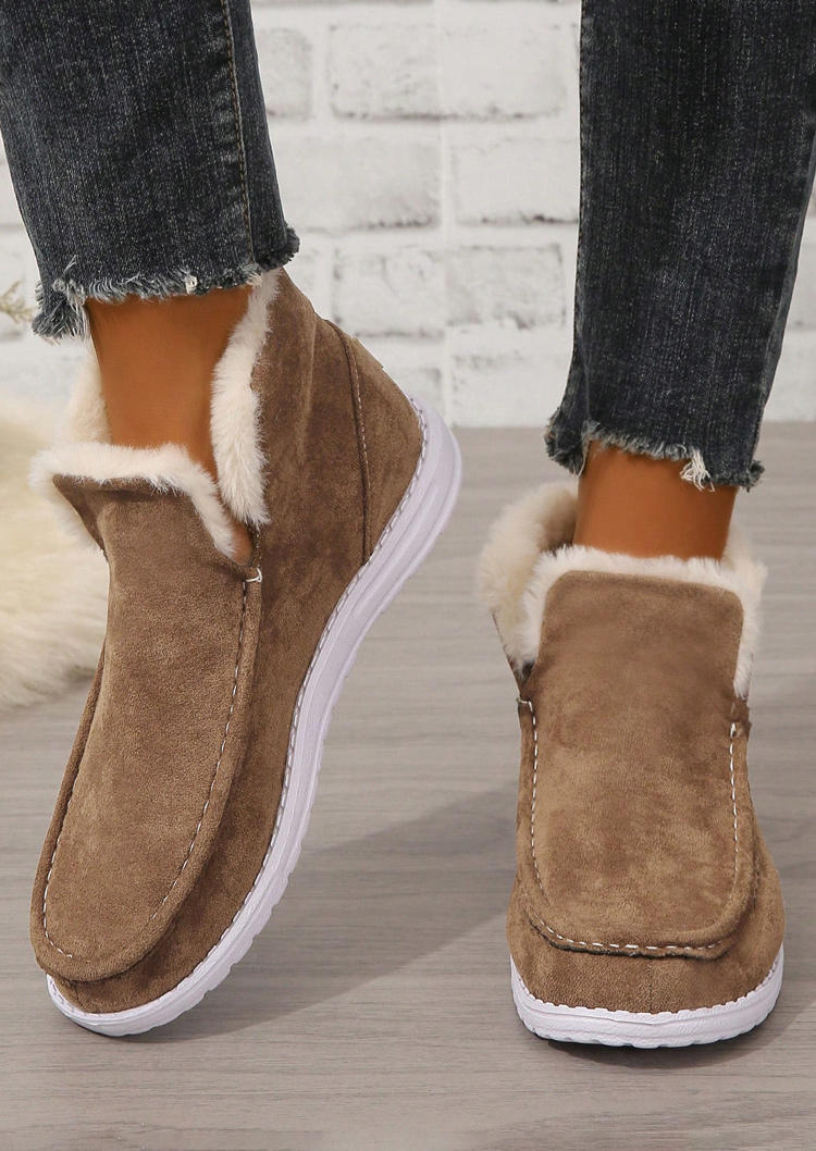 

Boots Flannel Thickened Warm Snow Boots - Coffee in Brown. Size