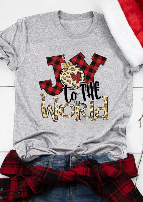 

T-shirts Tees Joy To The World Leopard O-Neck T-Shirt Tee in Gray. Size: L