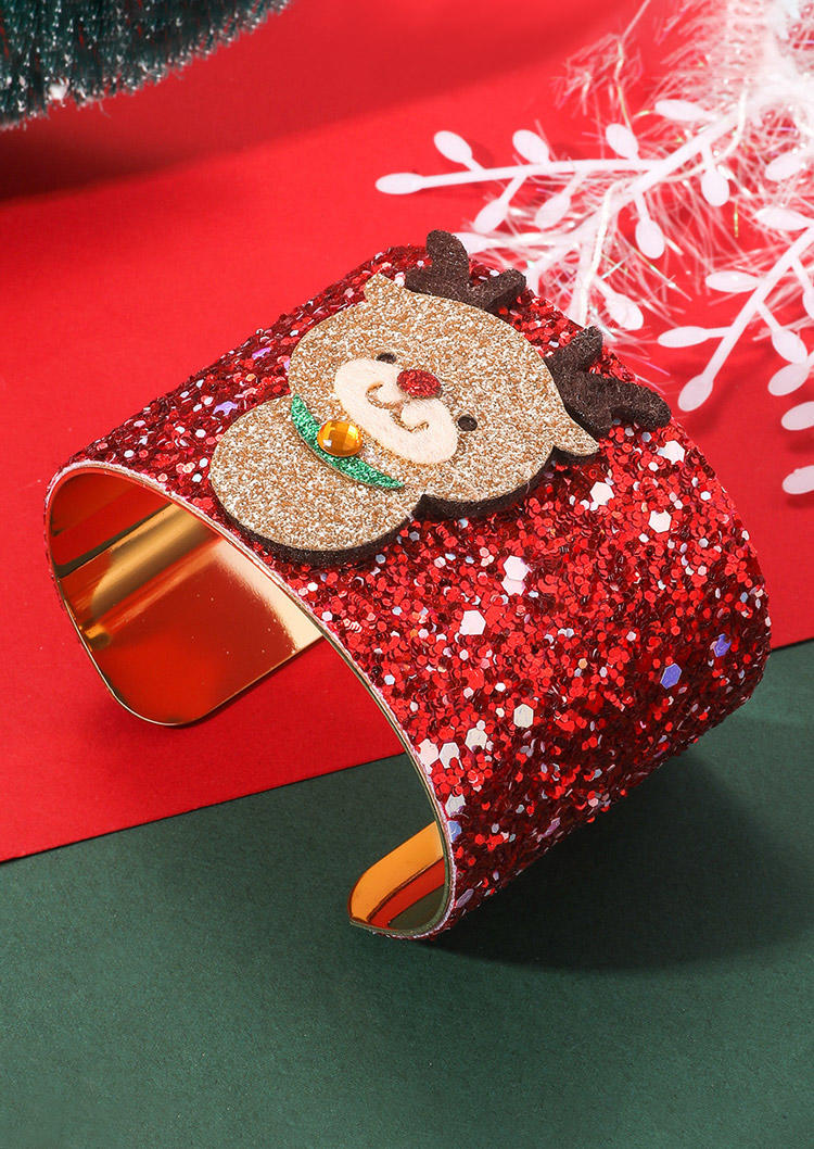 

Bracelet Christmas Santa Claus Glitter Bracelet in Gold. Size