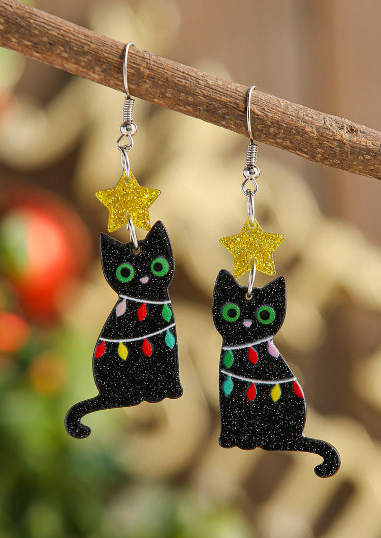

Earrings Christmas Lantern Star Earrings in Black. Size