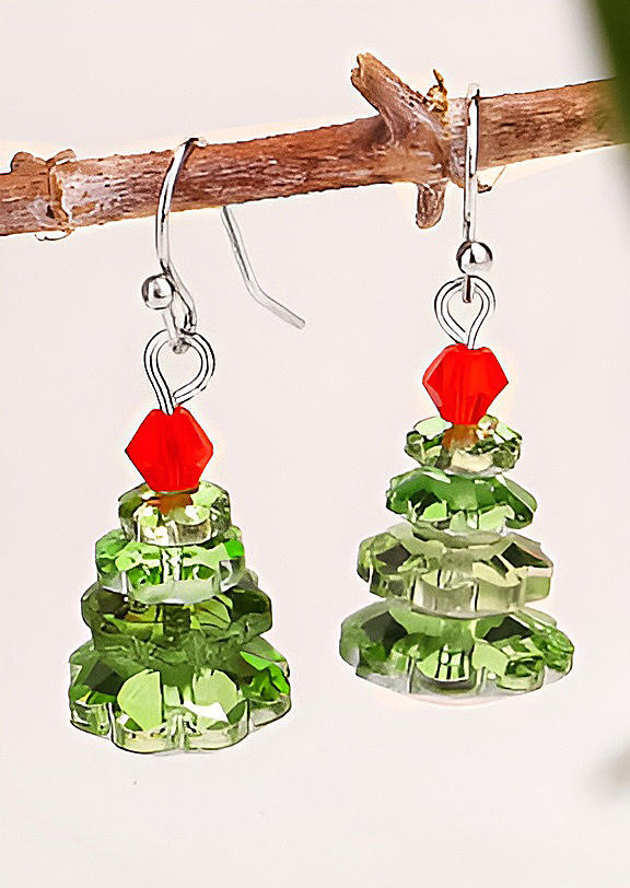 

Earrings Christmas Tree Rhinestone Earrings in Green. Size