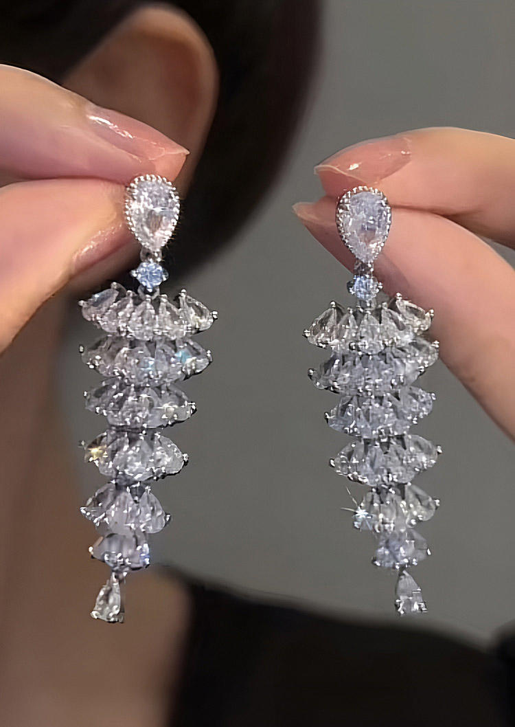 

Earrings Rhinestone Tassel Luxury Alloy Earrings in Silver. Size