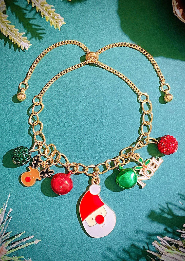 

Bracelet Christmas Bell Elk Santa Claus Bracelet in Multicolor. Size