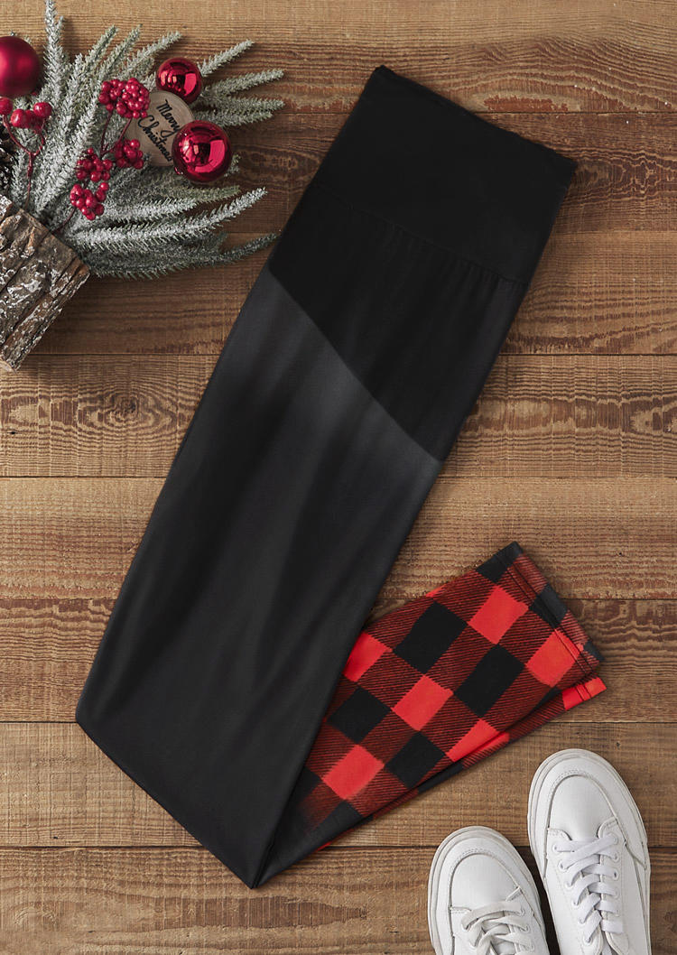 

Leggings Plaid Gradient Elastic Waist Skinny Leggings in Multicolor. Size: M