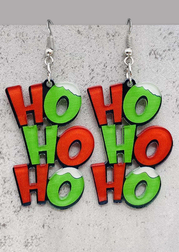 

Earrings Christmas Color-Blocked Ho Ho Ho Acryl Hook Earrings in Multicolor. Size